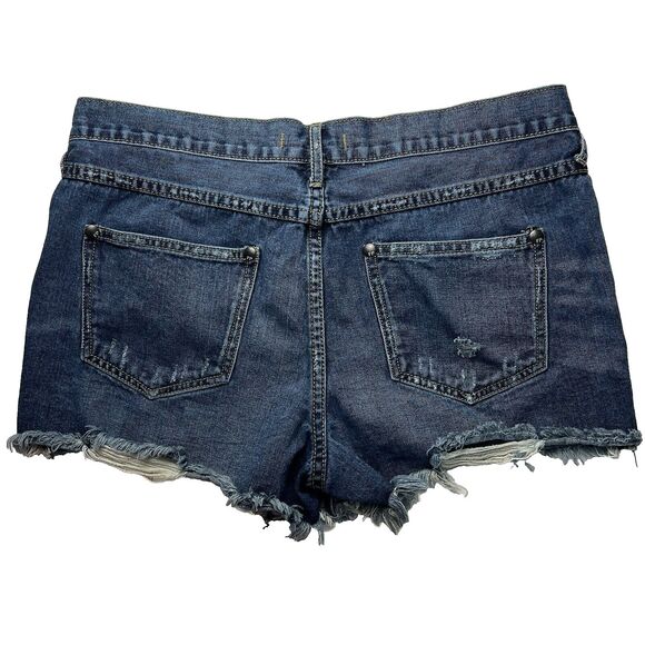 Womens Free People size 29 cut off frayed medium wash denim jean shorts distress - Picture 2 of 7